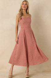 So Much To Say Red Gingham Polka Dot Sleeveless Maxi Dress