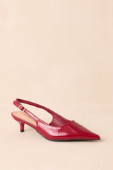 Meant To Be Me Red Patent Pointed-Toe Slingback Kitten Heels