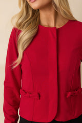 Bow On Top Red Tailored Bow Accent Jacket
