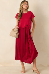 All Pulled Together Red Knit Sweater