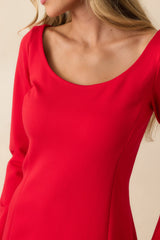 SPANX® Red Ponte Long Sleeve Mini Dress