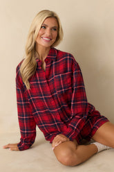 Z Supply Haute Red River Plaid Button Up Flannel Top