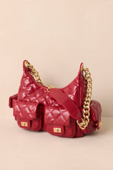 Little Something Extra Red Faux Leather Quilted Handbag