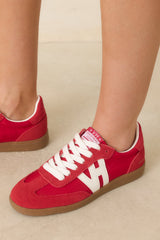 Vintage Havana Nadia Red Suede Lace-Up Sneakers