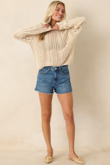 Z Supply Beige Upland Crochet Sweater Top