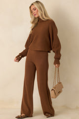 Polished Path Brown Knit Wide Leg Pants