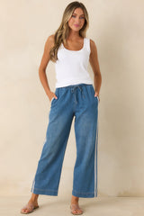 Z Supply The Sidelines Medium Wash Cotton Denim Track Pants