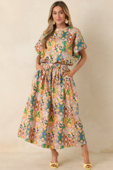 Find Me in Florence Pink Multi Floral Cotton Balloon Hem Top
