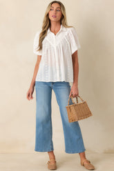 Light as a Breeze White Embroidered Cotton Blouse