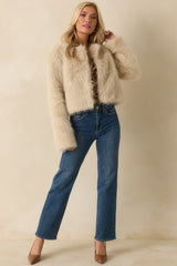The Luxe Life Cream Faux Fur Cropped Jacket
