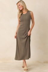 Z Supply Khaki Green Linden Slub Rib Maxi Dress