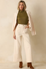 Meant to Be Seen Olive Green Cap Sleeve Mock Neck Top
