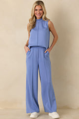 Ready to Jet Horizon Blue Sleeveless Mock Neck Tank Top