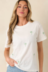 Z Supply White Palms Cotton Boyfriend Tee