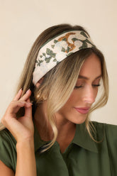 English Garden Ivory Multi Floral & Diamond Pattern Scarf Tie