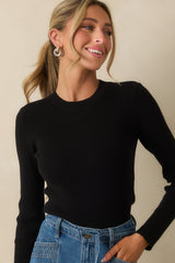 The Way It Used To Be Black Ribbed Knit Long Sleeve Sweater