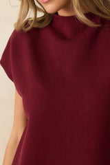 Make No Mistake Burgundy Knit Mock Neck Mini Dress