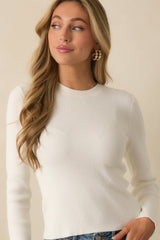 The Way It Used To Be Ivory Ribbed Knit Long Sleeve Sweater