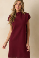 Make No Mistake Burgundy Knit Mock Neck Mini Dress