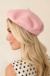 Bonjour Beautiful Rose Pink Wool Beret