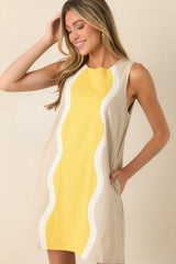 Another Beautiful Day Yellow Color Block Cotton Shift Dress
