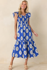 Catch of the Day Royal Blue Multi Cotton Tiered Maxi Dress