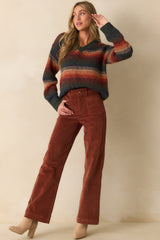 Thread & Supply Rust Multi Stripe Knit Rena Sweater