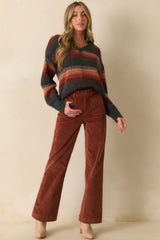 Thread & Supply Rust Multi Stripe Knit Rena Sweater