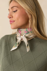 Just Like We Planned Beige Multi Floral Print Satin Scarf