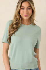 Always A Favorite Seafoam Green Short Sleeve Knit Top