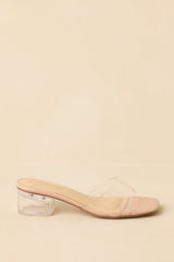 Where I Stand Beige Clear Low Block Heels
