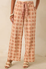 Write Me Back Tan & Ivory Printed Wide Leg Pants