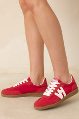 Vintage Havana Nadia Red Suede Lace-Up Sneakers