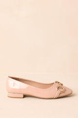Stay The Course Beige Patent Faux Leather Loafers