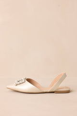 Setting New Goals Ivory Pearlescent Pointed Toe Slingback Flats