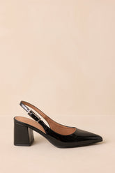 Cloud Nine Nights Black Patent Slingback Block Heels