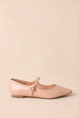 Right Where She Stands Beige Pointed-Toe Mary Jane Flats