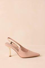 Stood My Ground Beige Patent Pointed Toe Slingback Heels