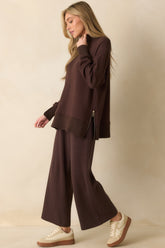 Z Supply Dark Brown Sable Luxe Mock Neck Top