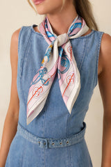 Tied in Tradition Blush Multi Rope & Tassel Print Scarf