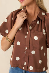 Dot Your Calendar Brown & Ivory Polka Dot Blouse