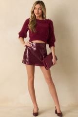 MINKPINK Agnes Wine Purple Sequin Mini Skirt