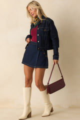 Never Looked Better Dark Wash Cotton Denim Mini Wrap Skort