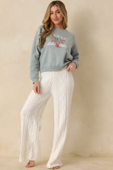Kiss My Aspen Slate Blue Crewneck Ski Sweatshirt