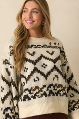 Start Of Something New Ivory Multi Fair Isle Knit Crewneck Sweater