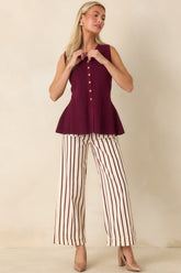 Everything in Place Wine Red Knit Peplum Top