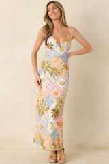 Zest Is Yet To Come Citrus Patchwork Slip Maxi Dress