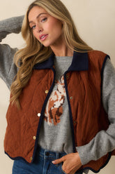 Across The Orchard Ginger Brown Corduroy Button Up Vest