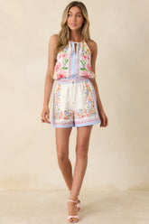 Where You Found Me Ivory Multi Floral Halter Top