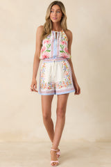 Where You Found Me Ivory Multi Floral Halter Top